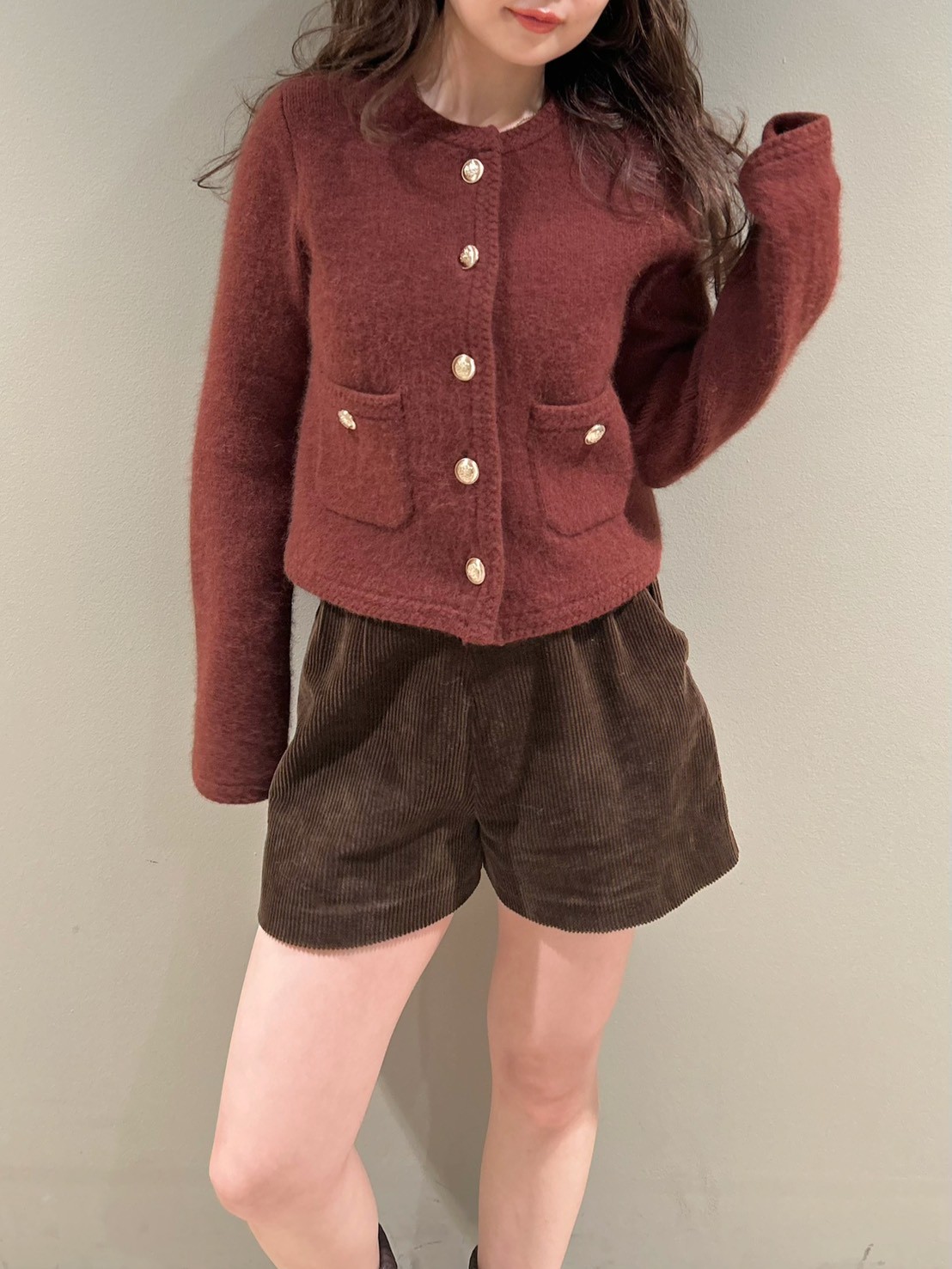 WEB限定カラー】金釦フォックスニットジャケット(ニット)｜トップス