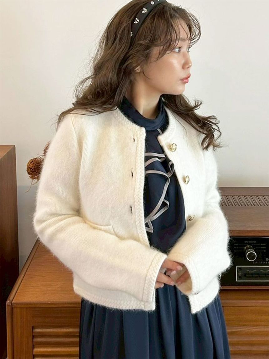 WEB限定カラー】金釦フォックスニットジャケット(ニット)｜トップス