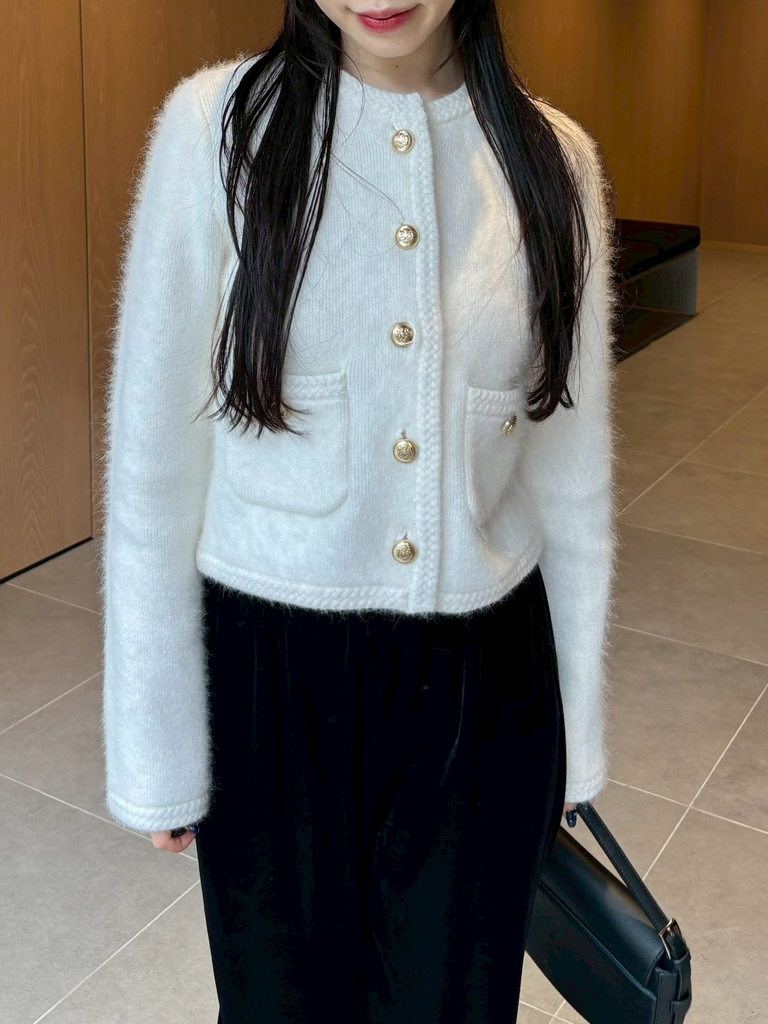 Lily brown リリーブラウン　金釦フォックスニットジャケット　白 WEB限定カラー】金釦フォックスニットジャケット(ニット)｜トップス