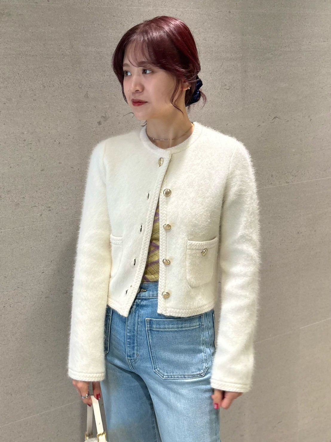 WEB限定カラー】金釦フォックスニットジャケット(ニット)｜トップス