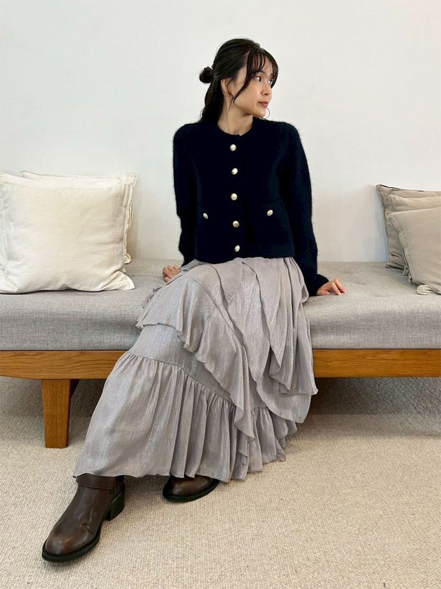 WEB限定カラー】金釦フォックスニットジャケット(ニット)｜トップス