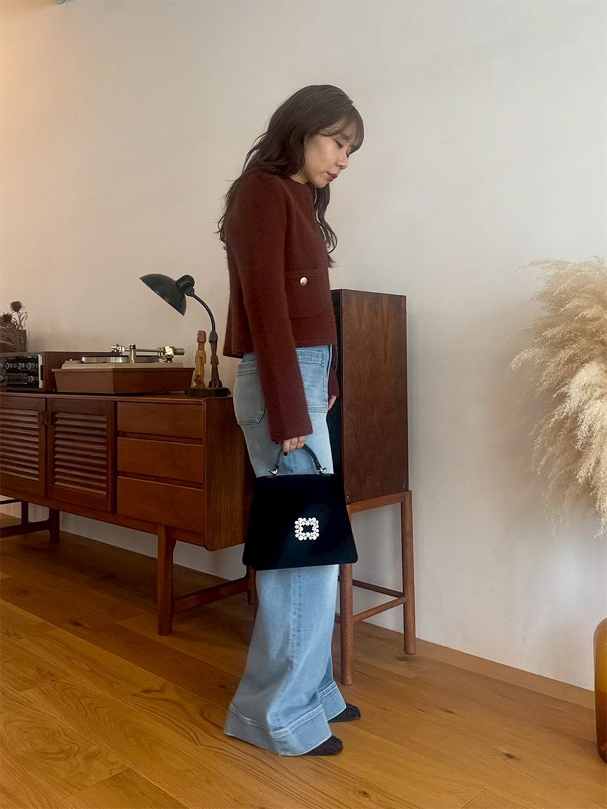 WEB限定カラー】金釦フォックスニットジャケット(ニット)｜トップス