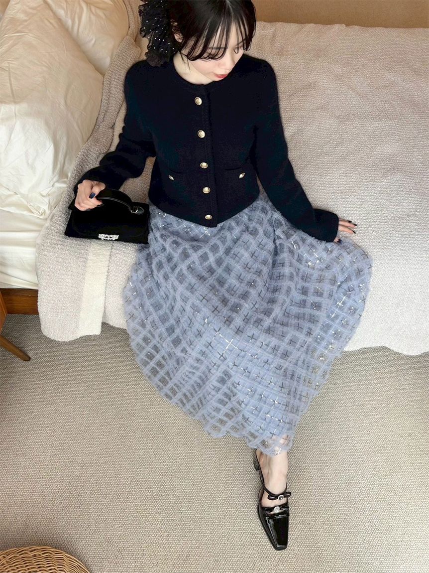 WEB限定カラー】金釦フォックスニットジャケット(ニット)｜トップス