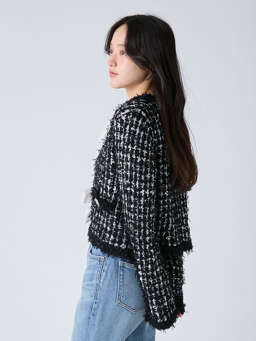 L.B CANDY STOCK]ラメリボンニットジャケット(ジャケット)｜アウター