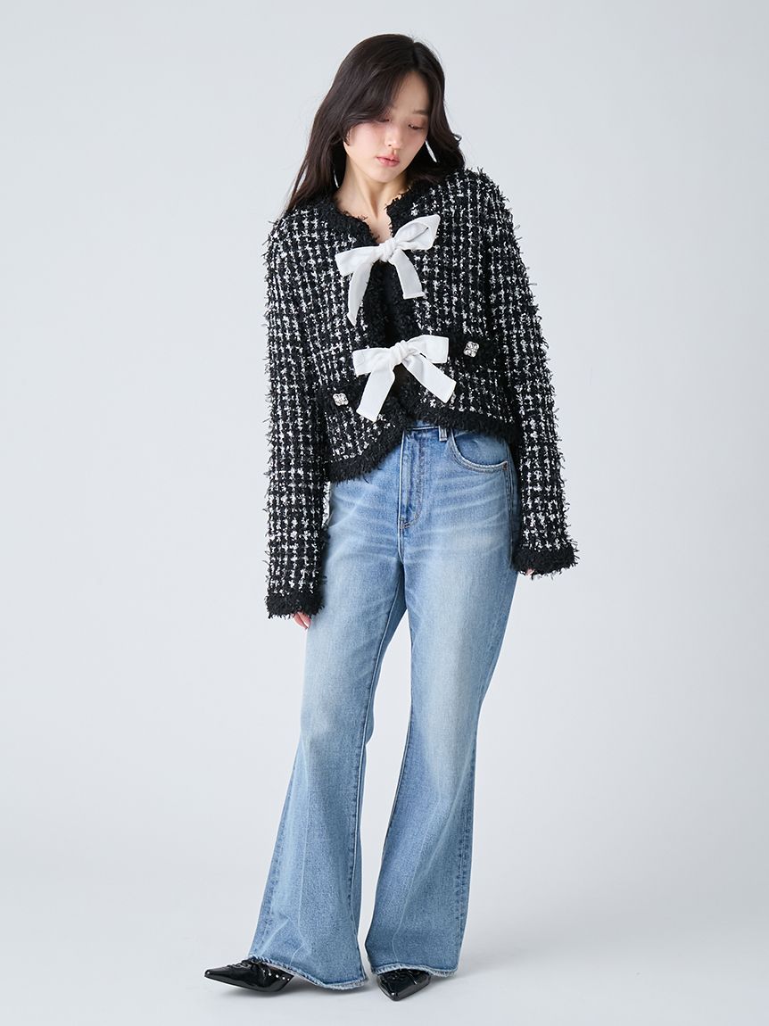 L.B CANDY STOCK]ラメリボンニットジャケット(ジャケット)｜アウター