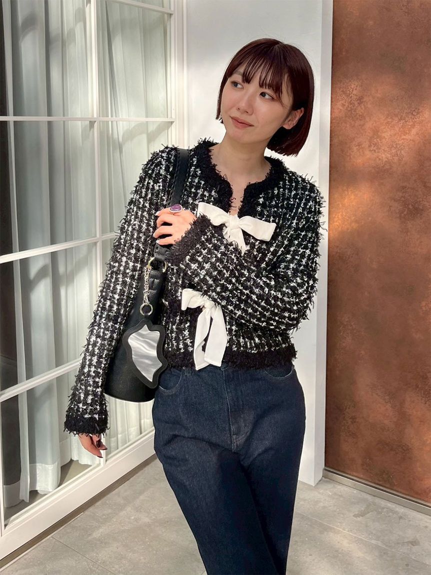 L.B CANDY STOCK]ラメリボンニットジャケット(ジャケット)｜アウター