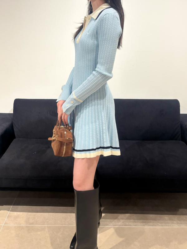 オフィシャル・アプリ限定カラー】ポロニットミニワンピース オフィシャル・アプリ限定カラー】ポロニットミニワンピース