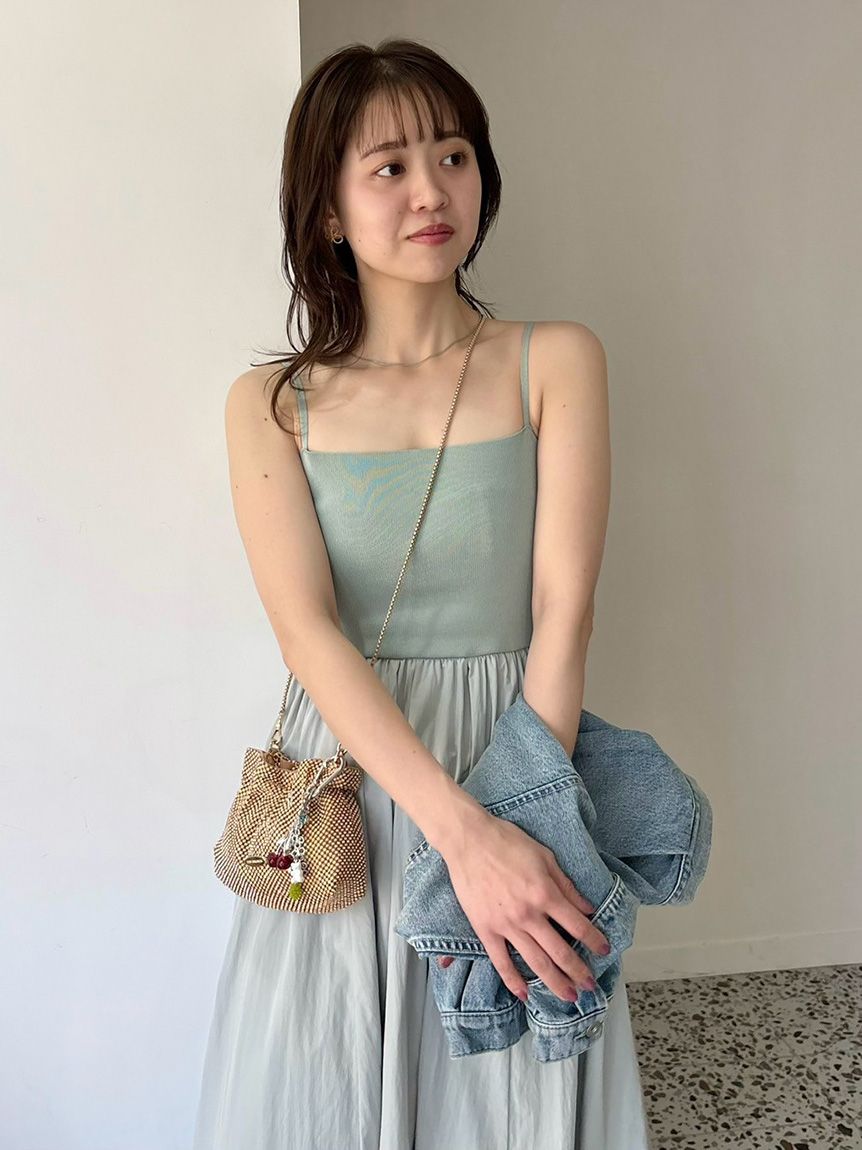 LILY BROWN（リリーブラウン）の「レース切替ワンショルニット