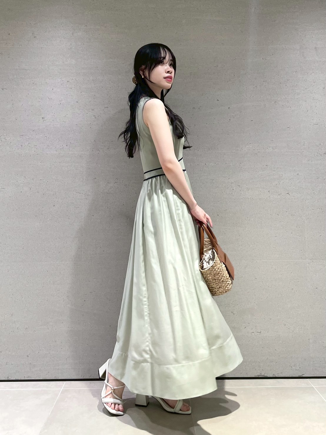 【WEB限定00サイズ】ラインニットドッキングワンピース MNT/00 WEB限定00サイズ】ラインニットドッキングワンピース(マキシ