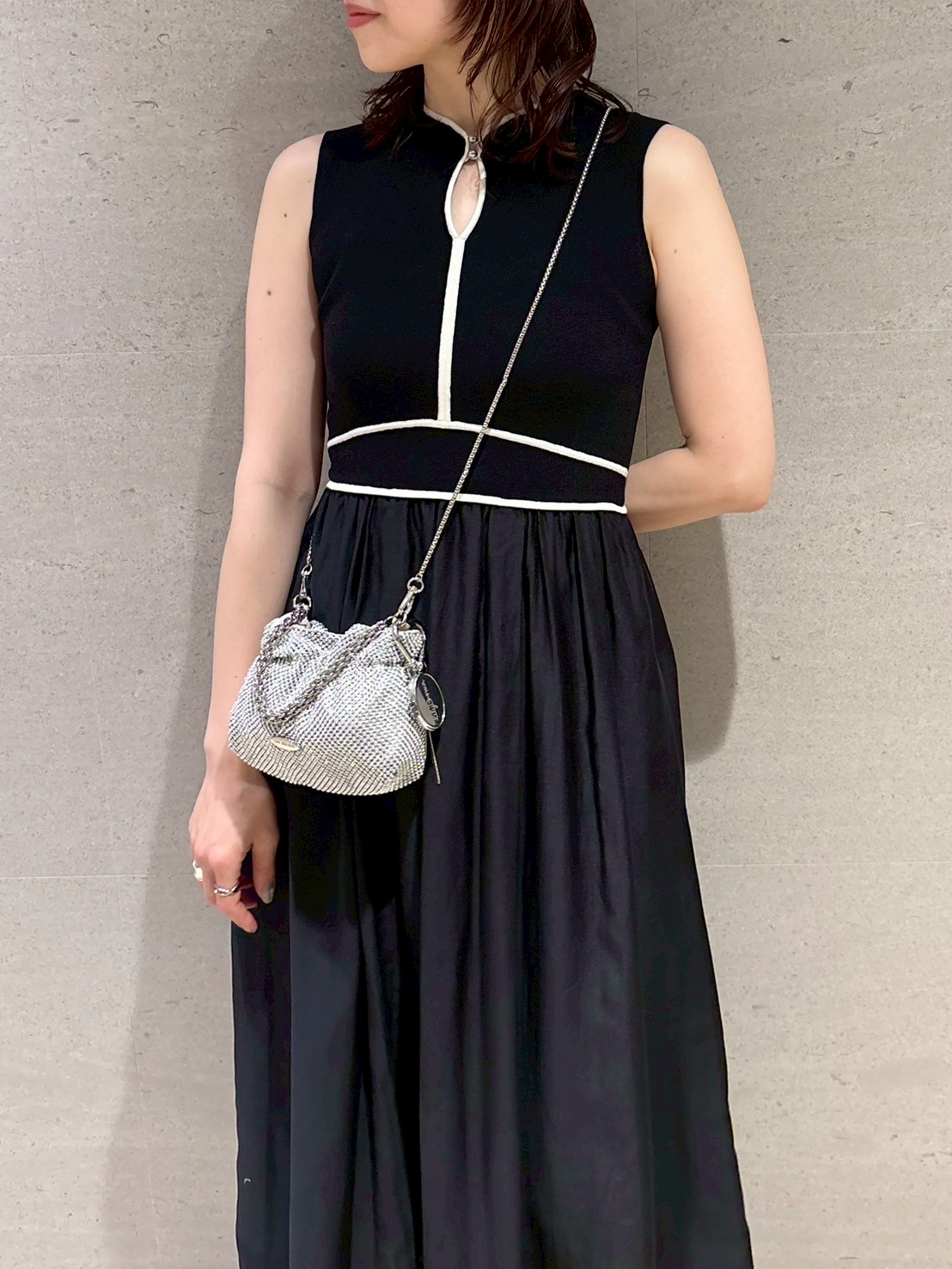 【WEB限定00サイズ】ラインニットドッキングワンピース MNT/00 WEB限定00サイズ】ラインニットドッキングワンピース｜リリー