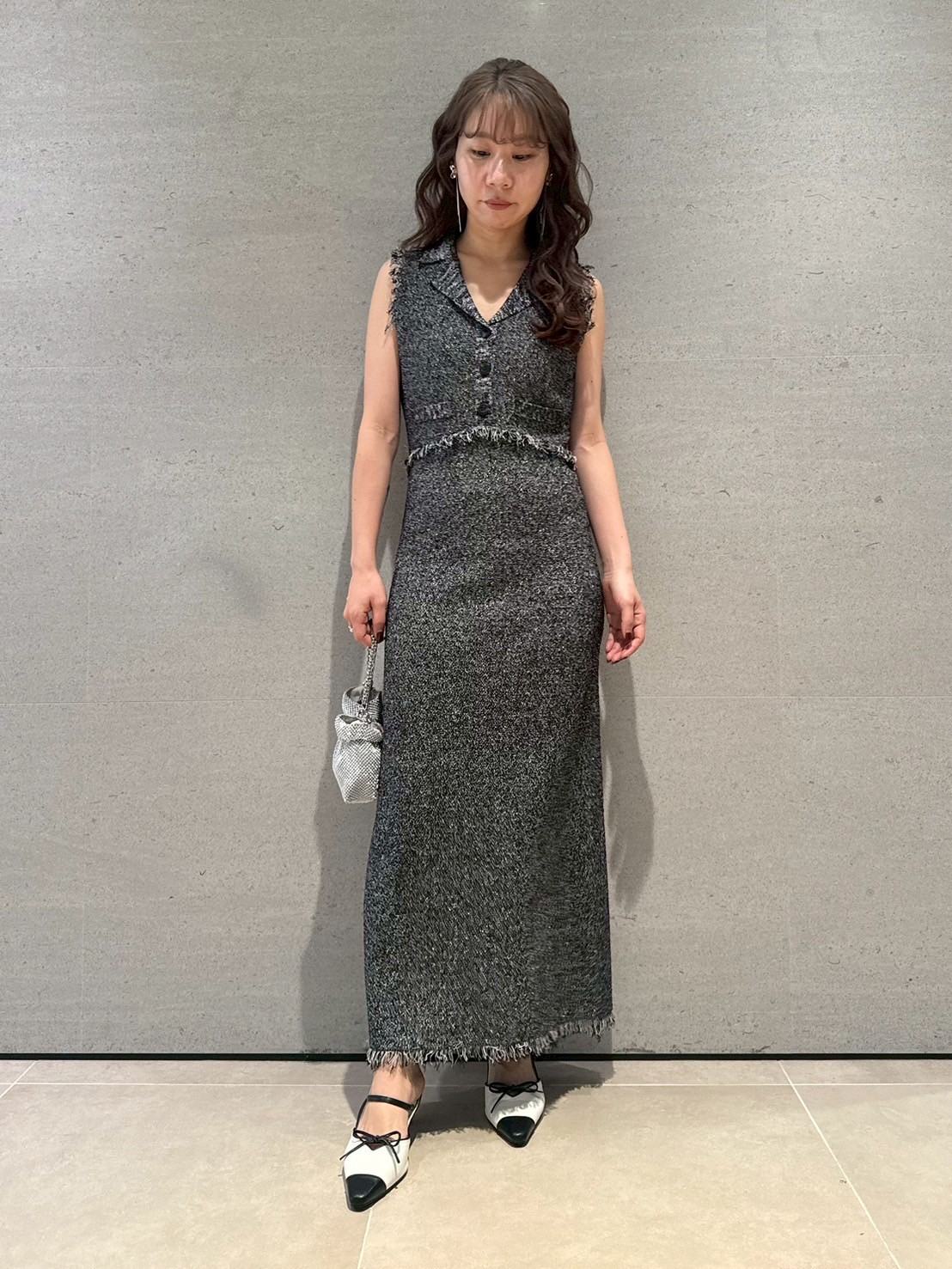 ホットプレート セール ツイードジレニットワンピース(マキシ・ロングワンピース ワンピース