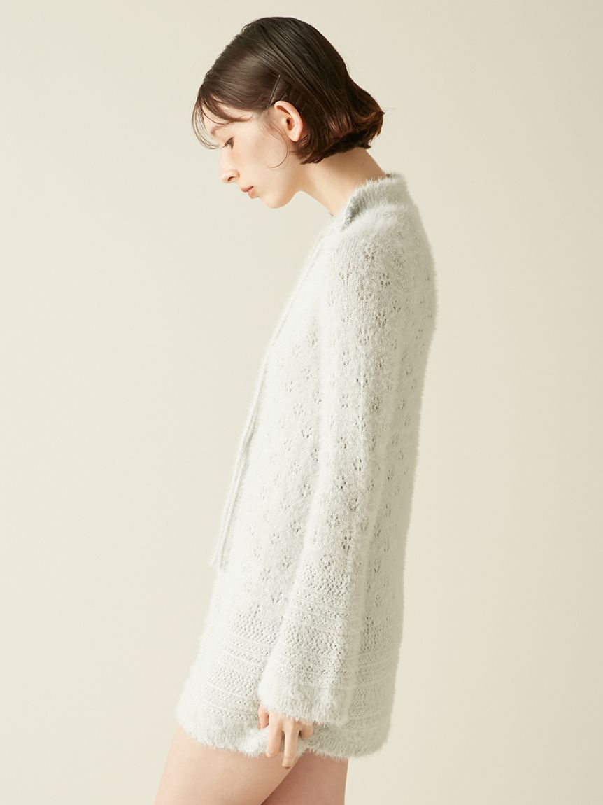 フェザークロシェットニットミニワンピース(ミニワンピース