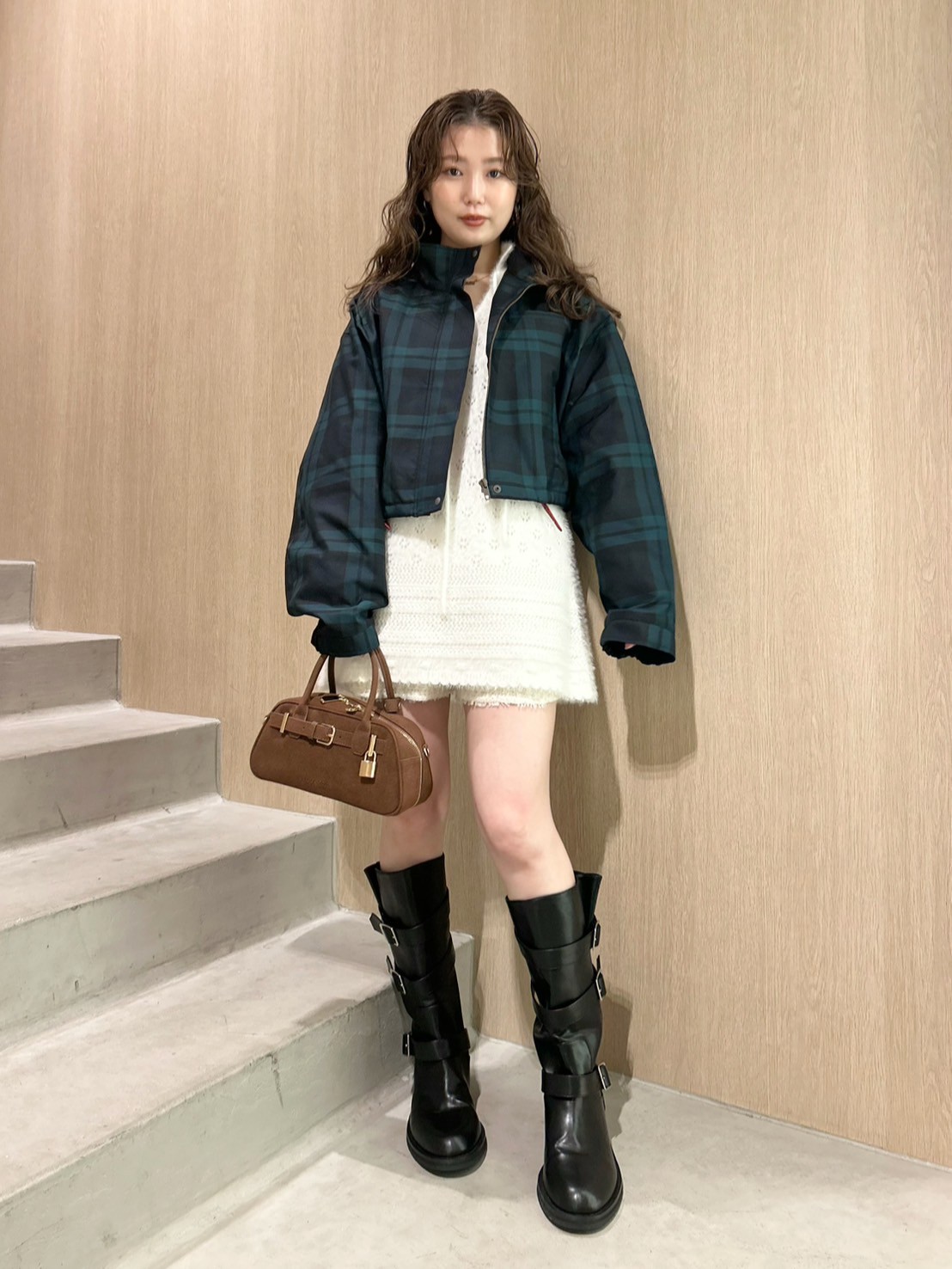 フェザークロシェットニットミニワンピース(ミニワンピース