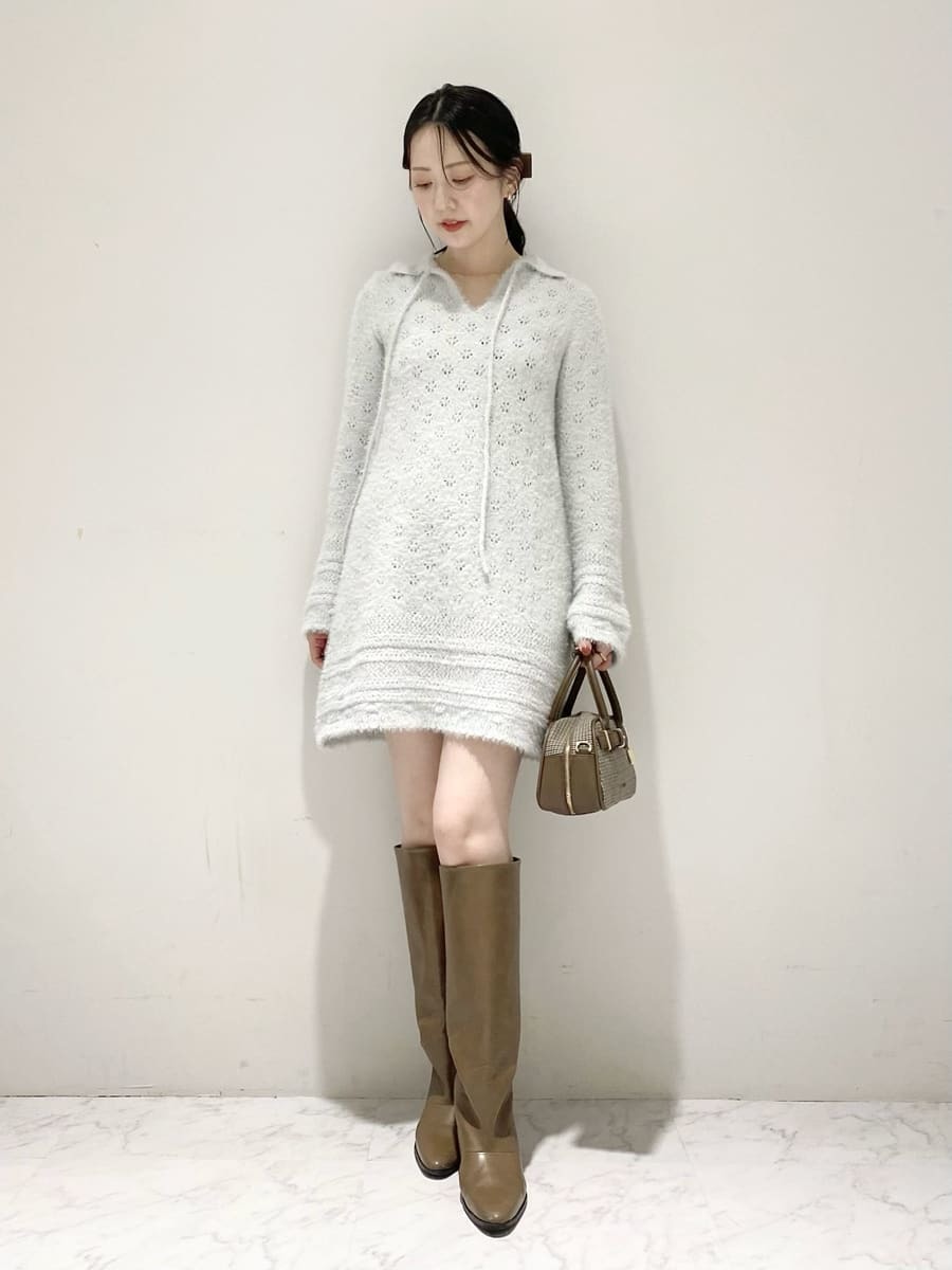 フェザークロシェットニットミニワンピース(ミニワンピース