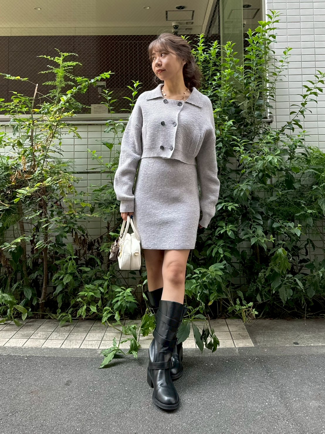 メランジニットジャケットセットミニワンピース(ミニワンピース