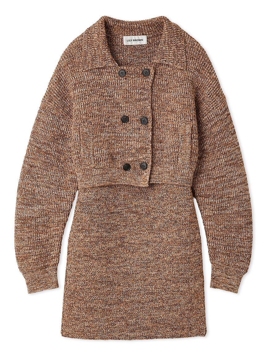 メランジニットジャケットセットミニワンピース(ミニワンピース