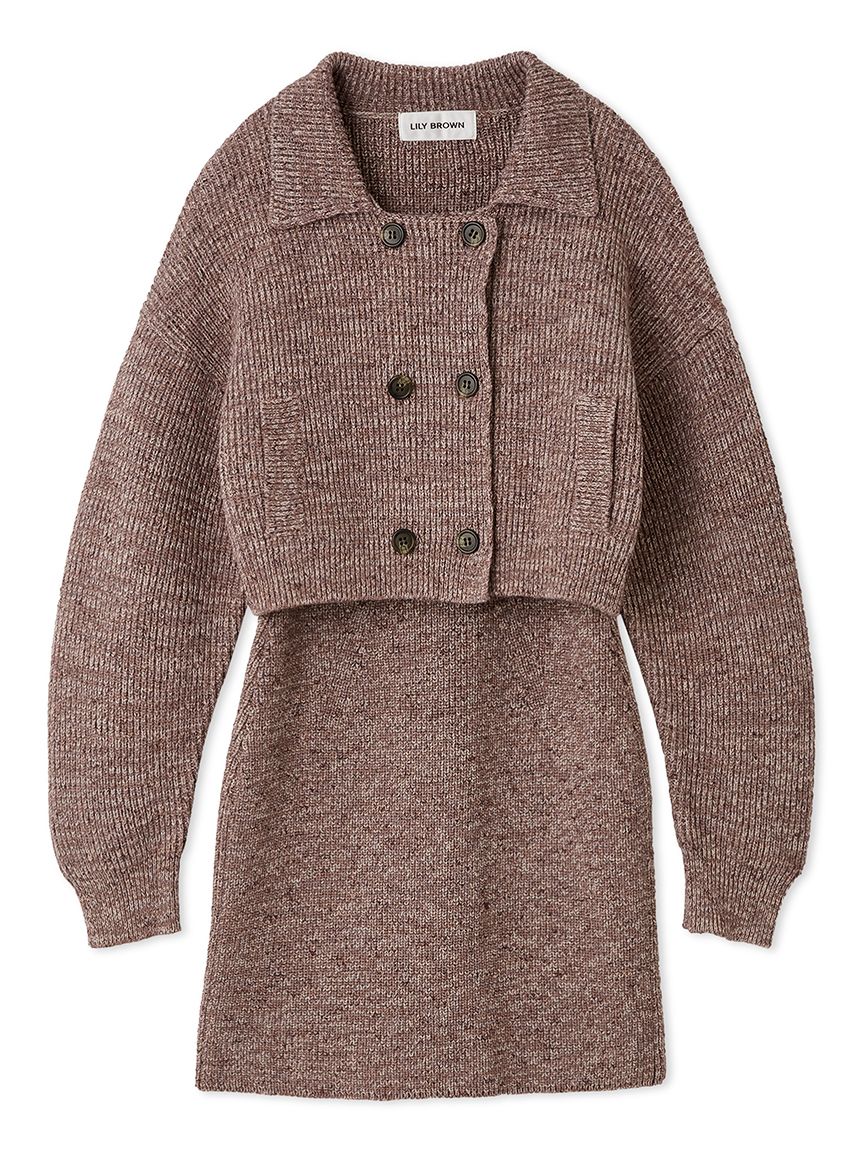 メランジニットジャケットセットミニワンピース(ミニワンピース