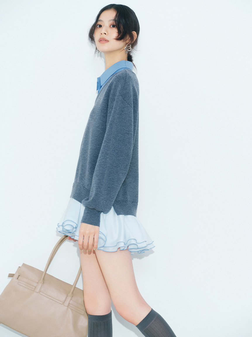 【ウサギオンライン 限定カラー】シャツドッキングフリルミニワンピース♥️ MOC 限定カラー】シャツドッキングフリルミニワンピース（ミニ