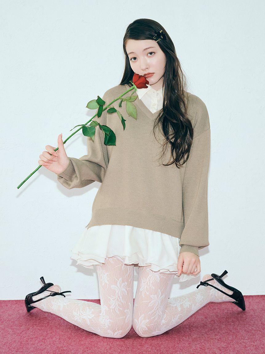 シャツドッキングフリルミニワンピース(マキシ・ロング