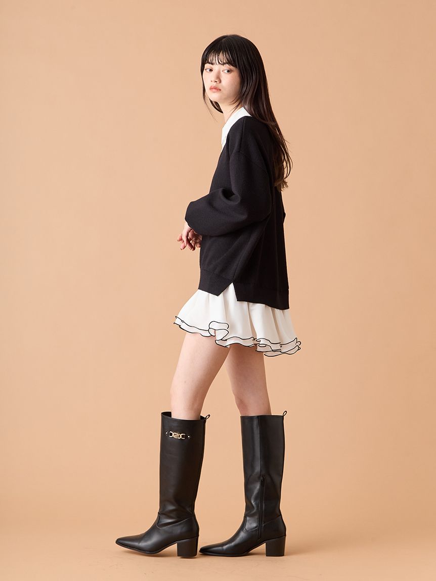 LILY BROWN シャツドッキングフリルミニワンピース BLK リリーブラウン LILY BROWN シャツドッキングフリルミニ