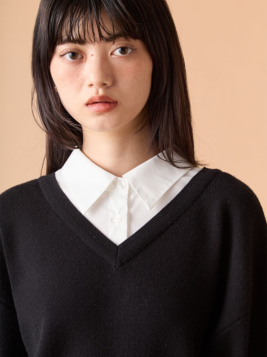 LILY BROWN シャツドッキングフリルミニワンピース BLK リリーブラウン LILY BROWN シャツドッキングフリルミニワンピース