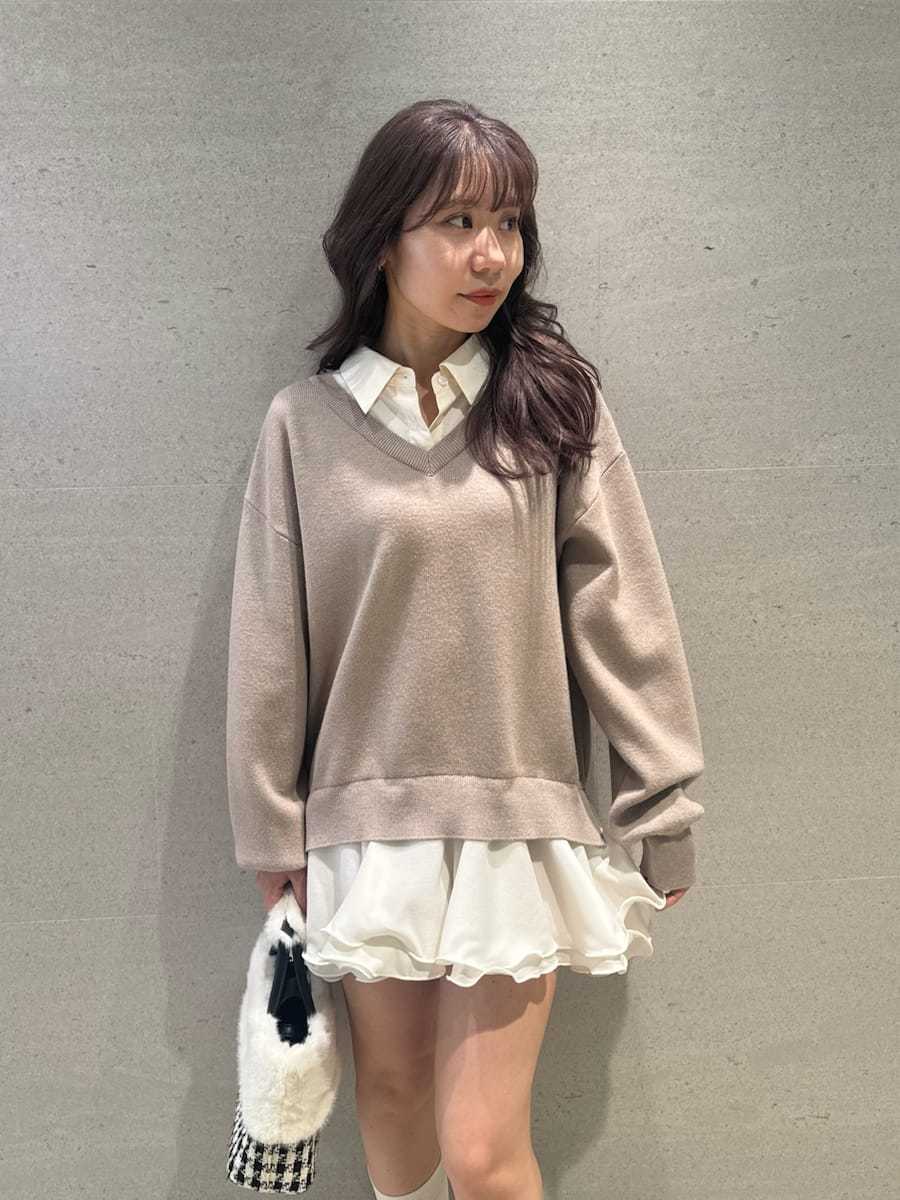 リリーブラウン　Lily Brown シャツドッキングフリルミニワンピース リリーブラウン LILY BROWN シャツドッキングフリルミニ