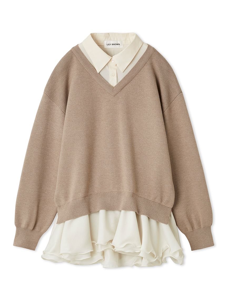 完売色♥️新作新品✨LILY BROWN シャツドッキングフリルミニワンピース シャツドッキングフリルミニワンピース(マキシ・ロング