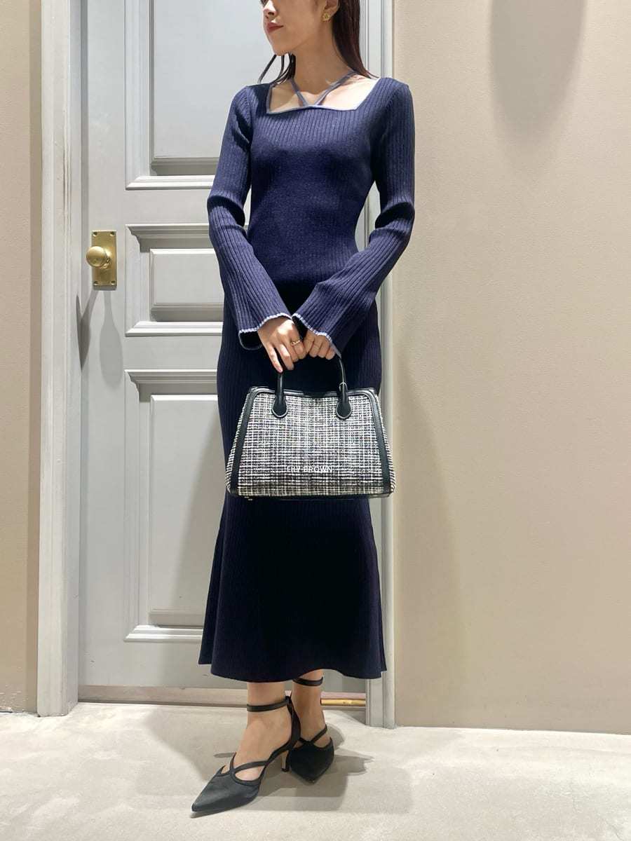 デコルテデザインラメニット2wayワンピース(ニットワンピース