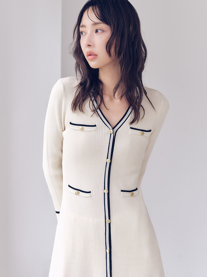 スキッパーポロニットワンピース(ニットワンピース)｜ワンピース｜LILY