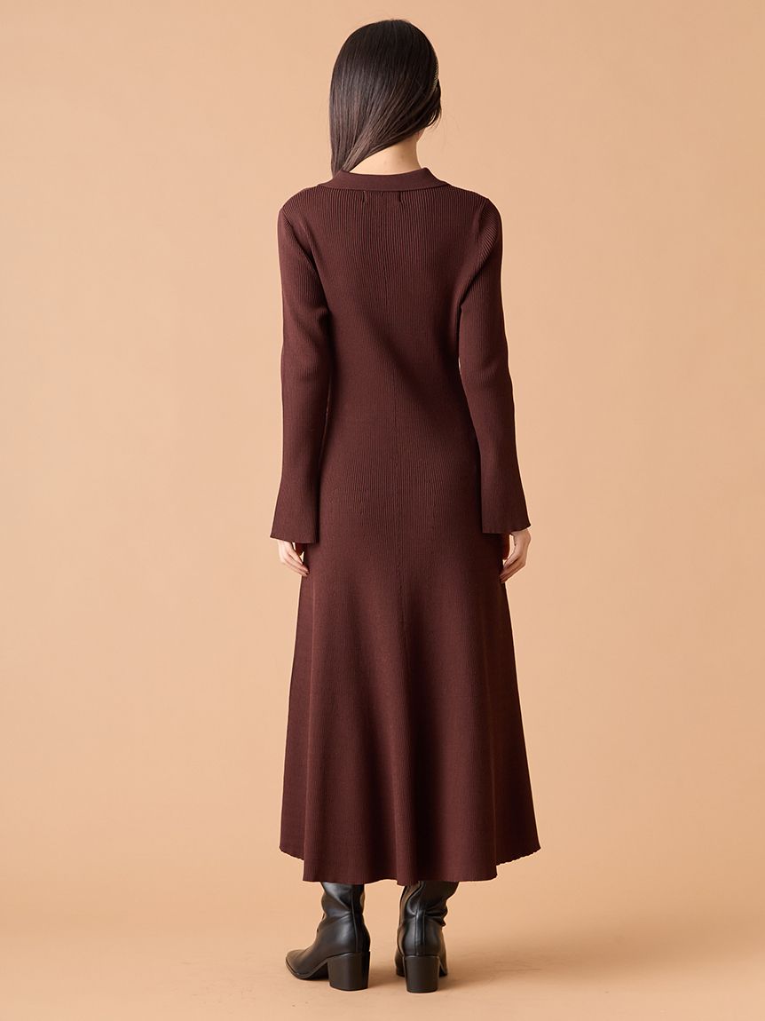 スキッパーポロニットワンピース(ニットワンピース)｜ワンピース｜LILY