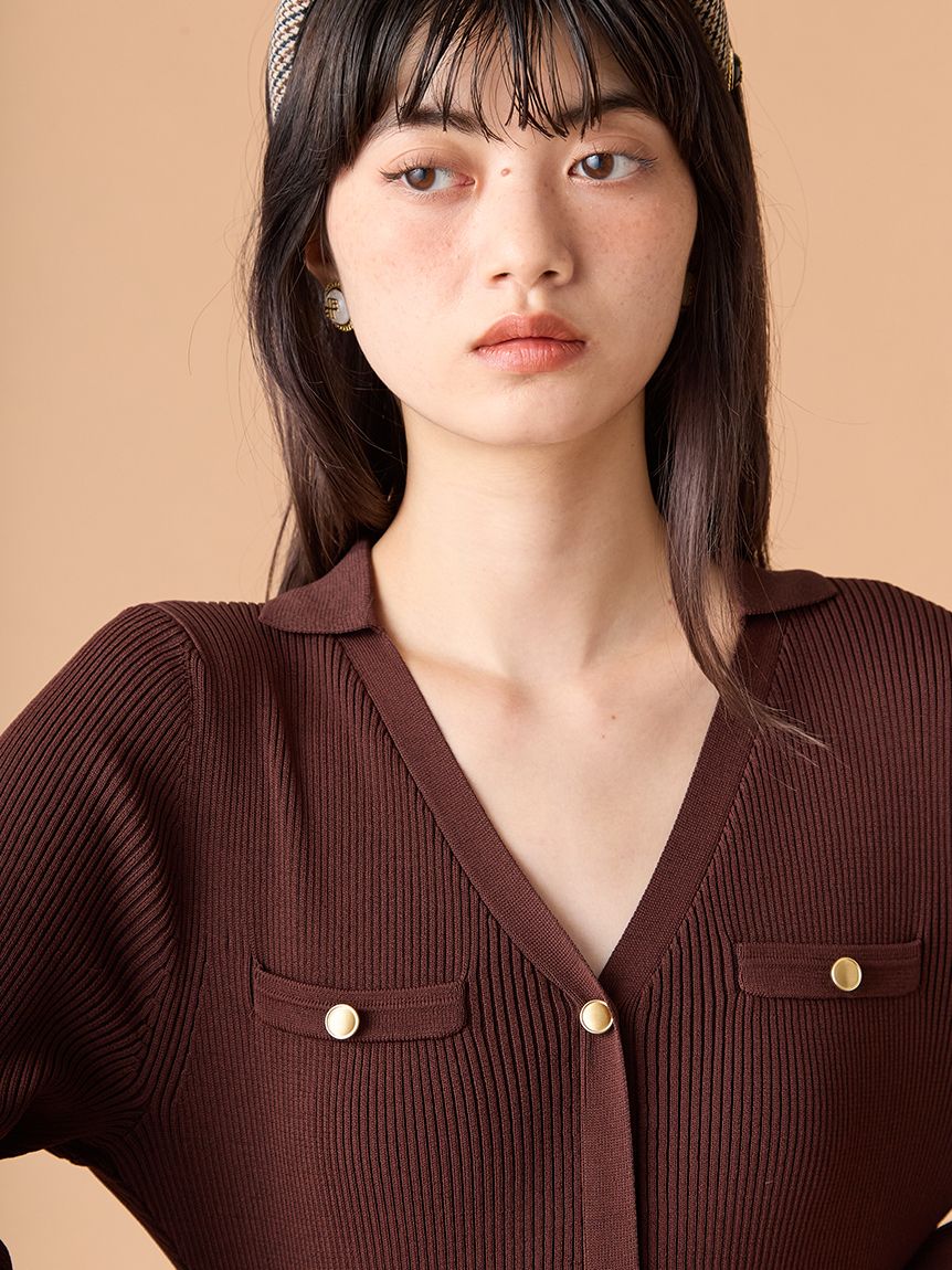 スキッパーポロニットワンピース(ニットワンピース)｜ワンピース