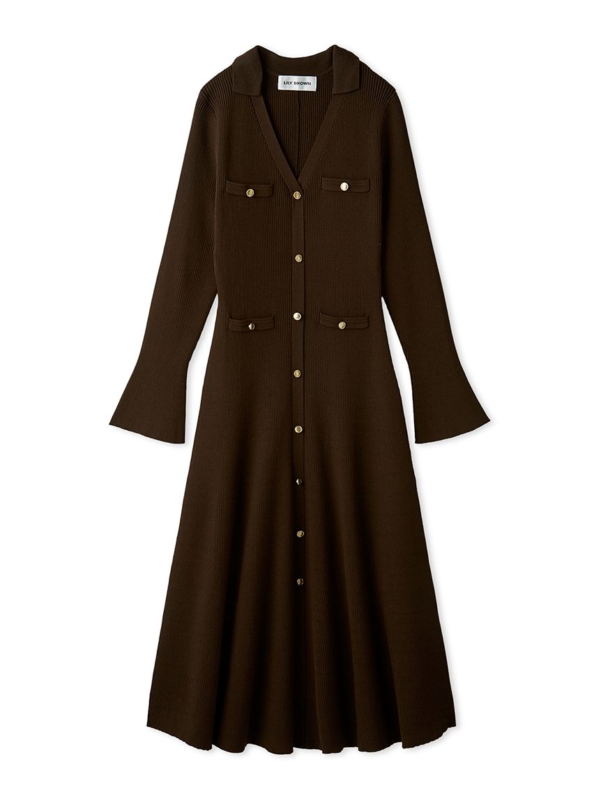 スキッパーポロニットワンピース(ニットワンピース)｜ワンピース