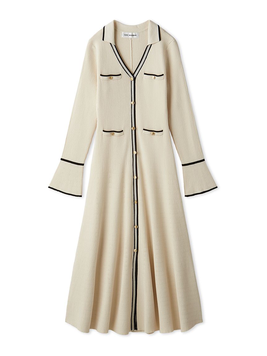 スキッパーポロニットワンピース(ニットワンピース)｜ワンピース｜LILY