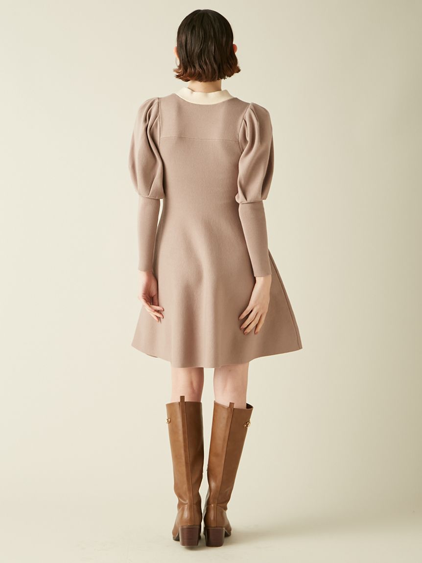 ボウタイリボンニットワンピース(ニットワンピース)｜ワンピース