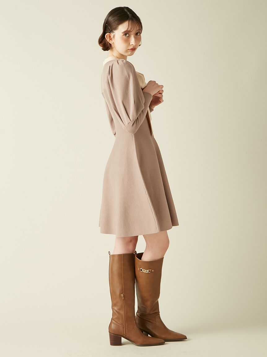 ボウタイリボンニットワンピース(ニットワンピース)｜ワンピース