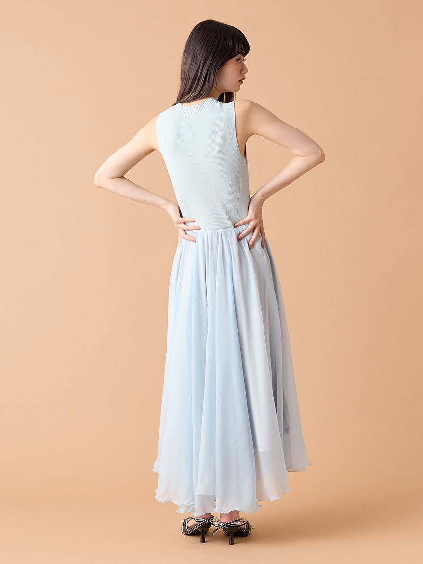 WEB限定カラー/00サイズ】フレアニットドッキングワンピース