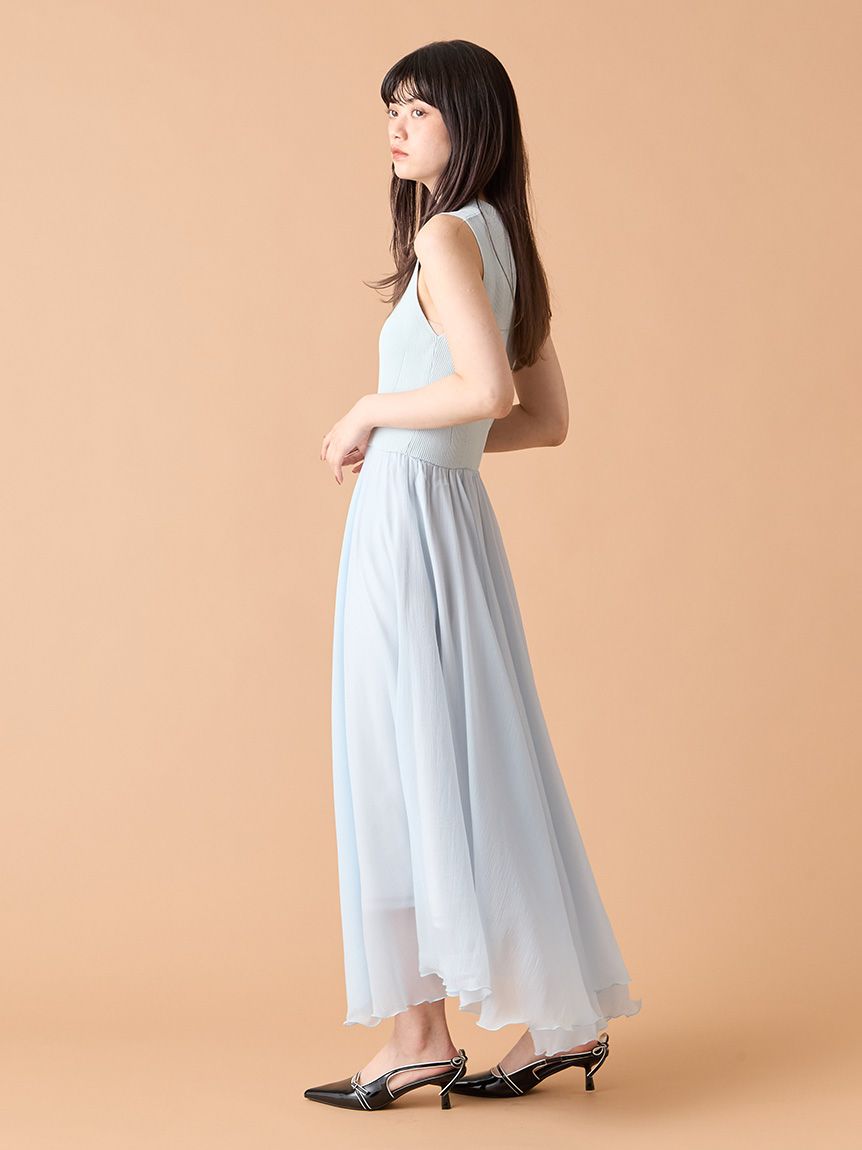 WEB限定カラー/00サイズ】フレアニットドッキングワンピース