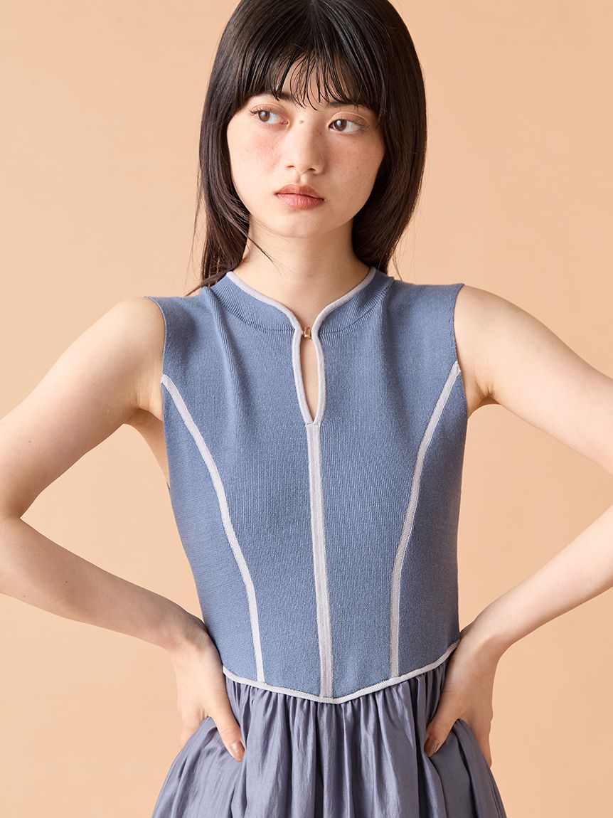 ラインニットドッキングワンピース(マキシ・ロングワンピース