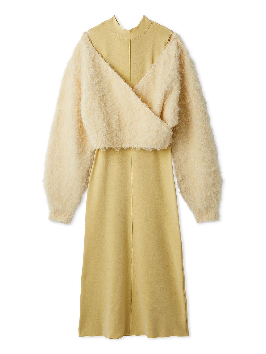 リリー オフショルニット付きレイヤードワンピース(ニットワンピース