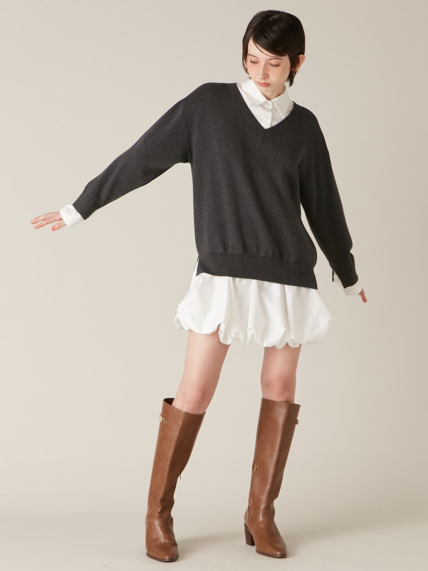 ニットドッキングバルーンワンピース(ニットワンピース)｜ワンピース