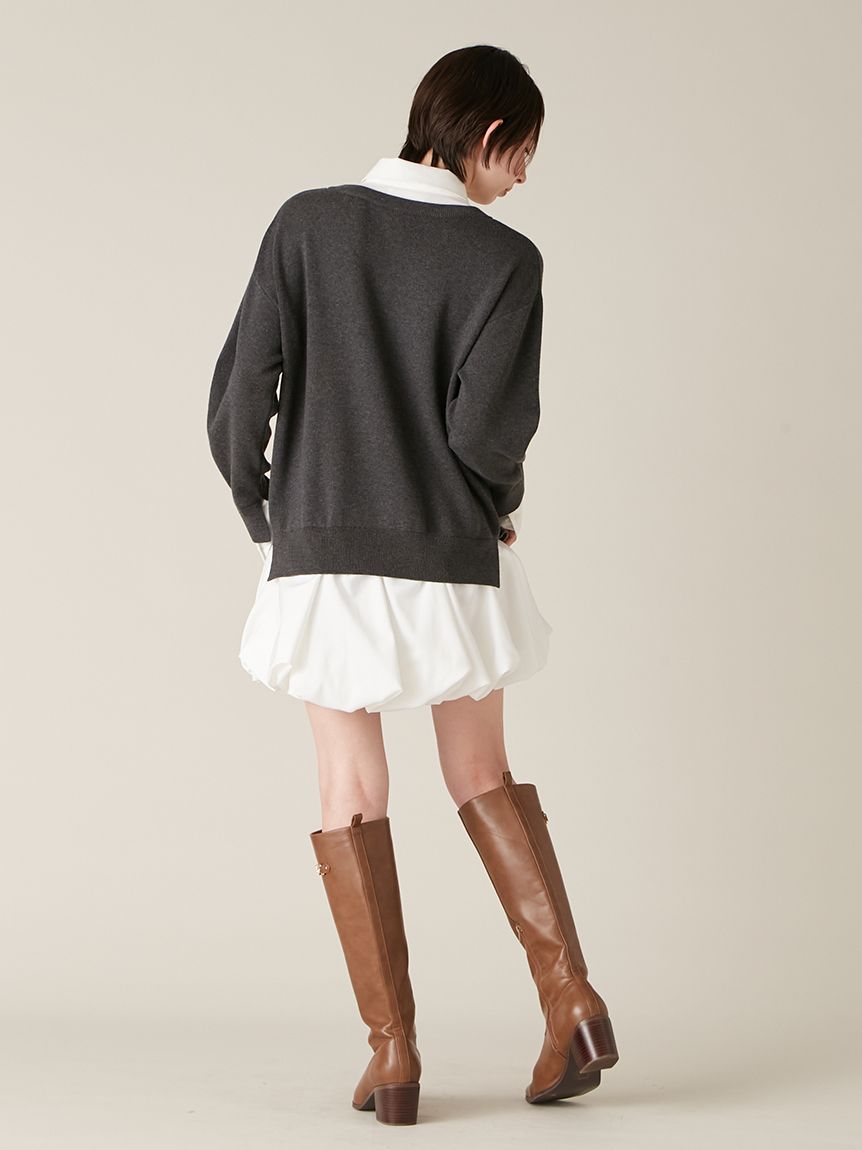 ニットドッキングバルーンワンピース(ニットワンピース)｜ワンピース