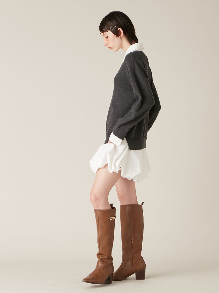 ニットドッキングバルーンワンピース(ニットワンピース)｜ワンピース