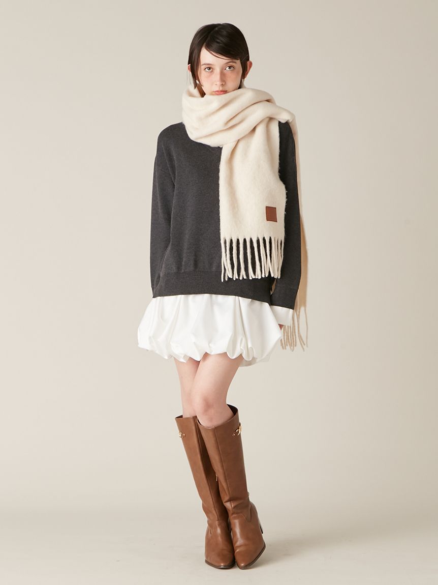 LILY BROWN ニットドッキングバルーンワンピース ivory ニットドッキングバルーンワンピース(ニットワンピース)｜ワンピース