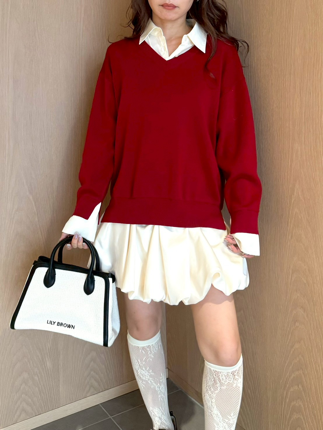 ニットドッキングバルーンワンピース(ニットワンピース)｜ワンピース