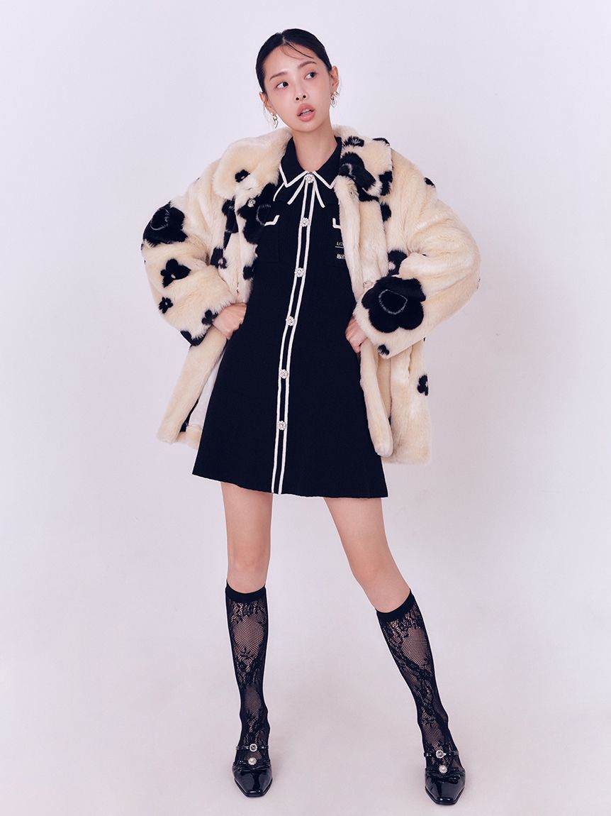 LILY BROWN×MARY QUANT】デイジー釦付きビジューミニニットワンピース