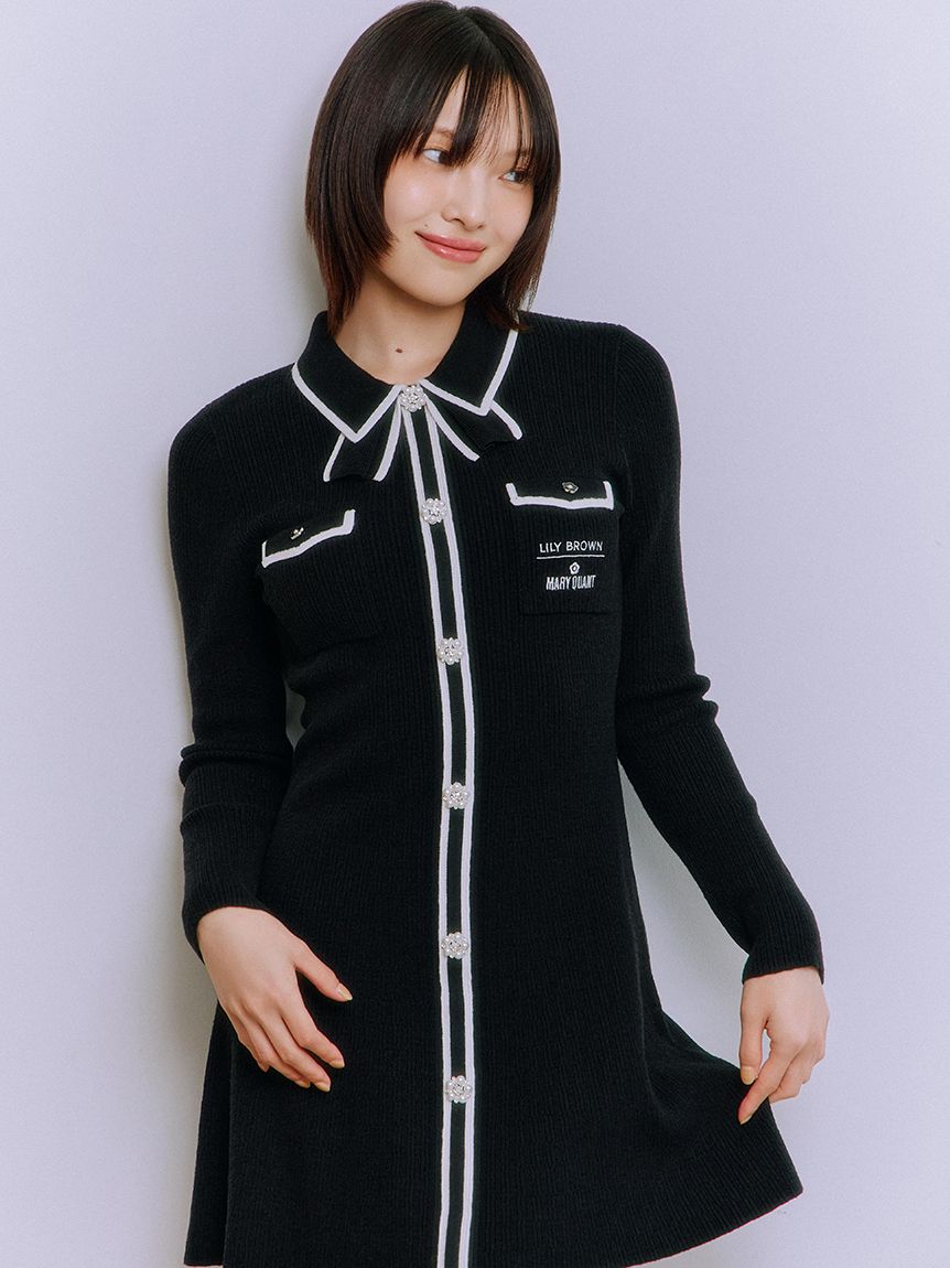 LILY BROWN×MARY QUANT】デイジー釦付きビジューミニニットワンピース