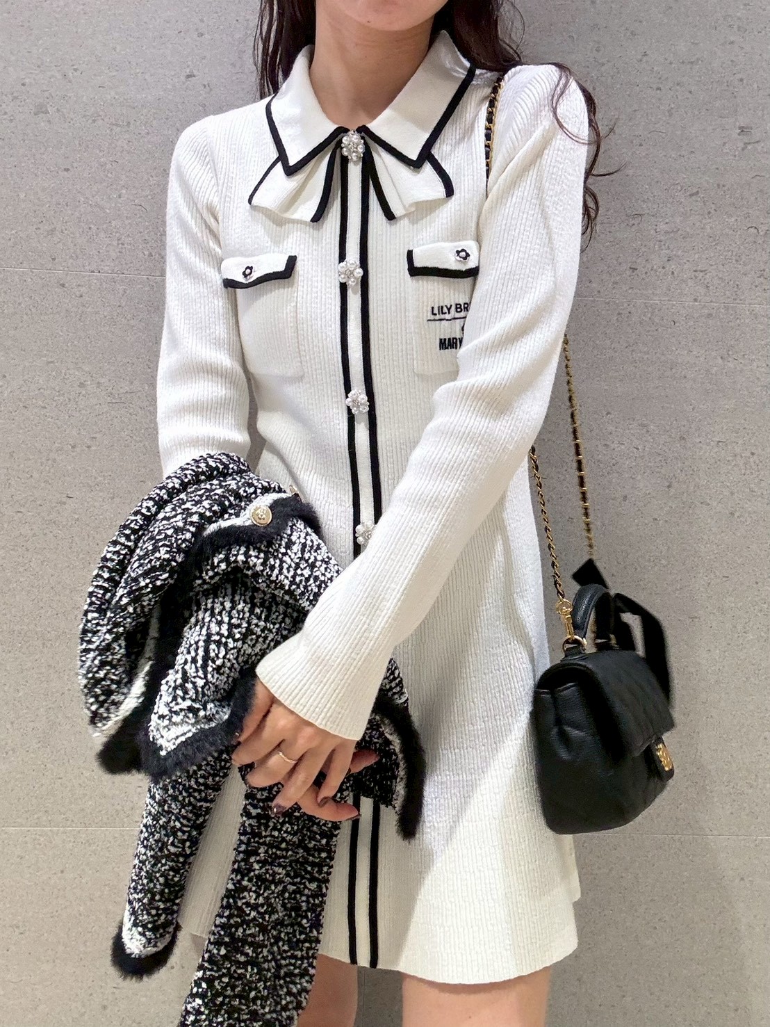 LILY BROWN×MARY QUANT】デイジー釦付きビジューミニニットワンピース