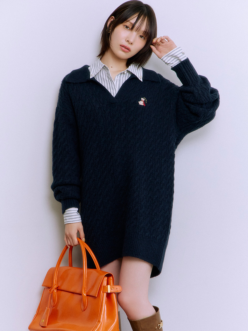 Lily Bearケーブルニットワンピース(ニットワンピース)｜ワンピース