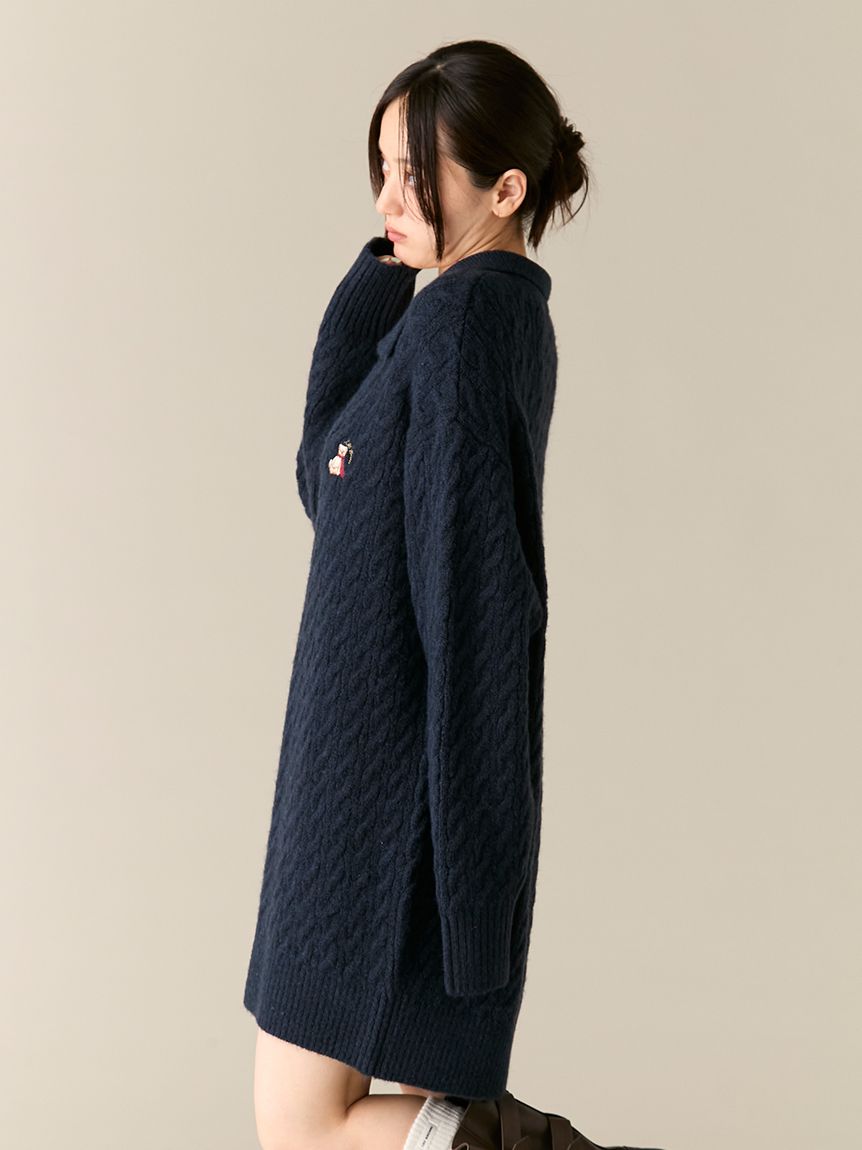 新品未使用 Liten Bicolor raccoon ニット Lily Bearケーブルニットワンピース(ニットワンピース)｜ワンピース