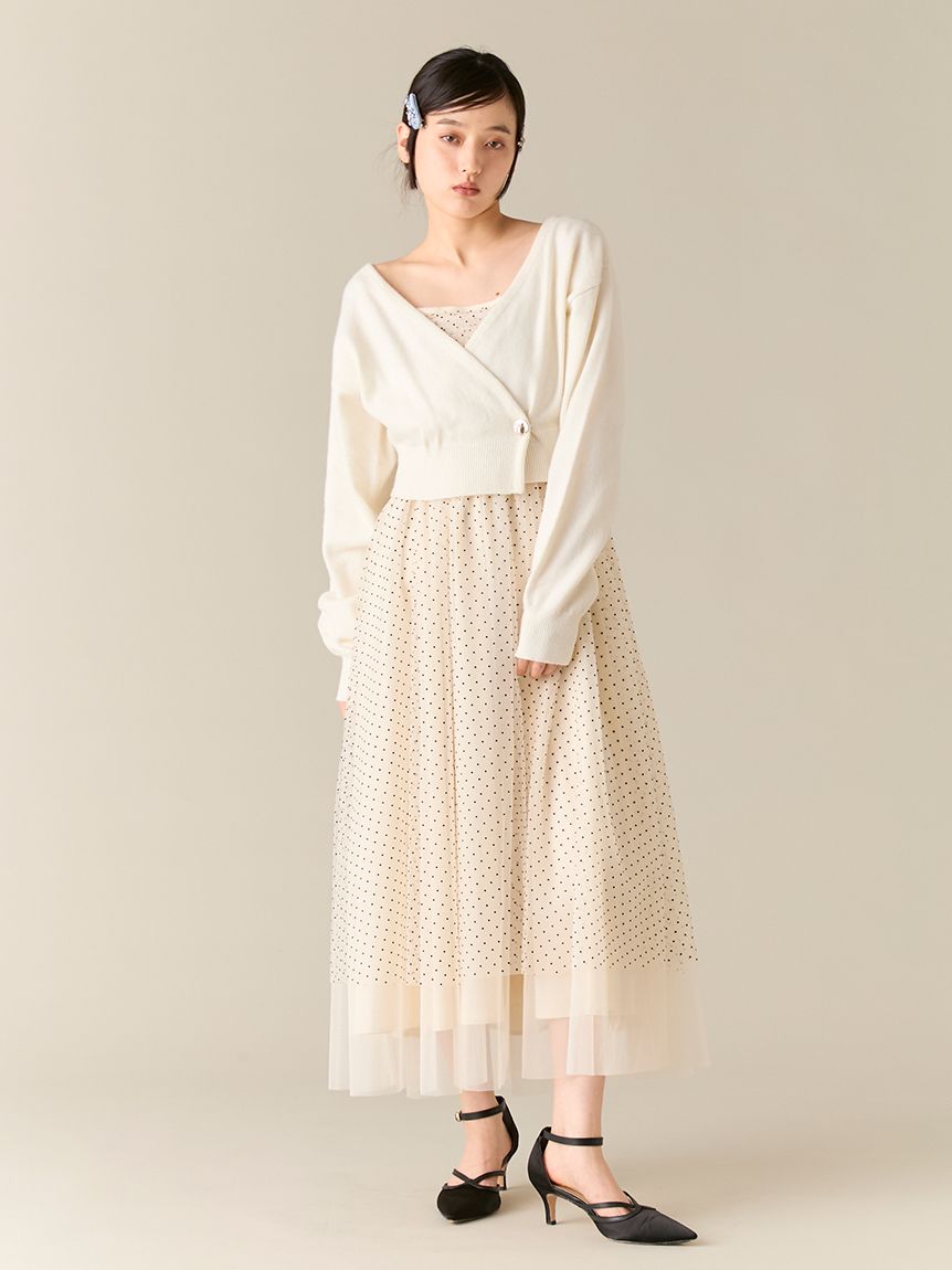 カーデセットチュールワンピース(マキシ・ロングワンピース